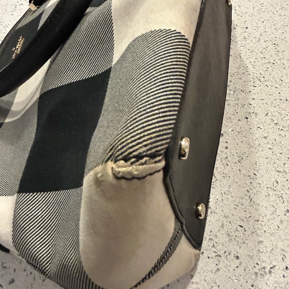 Kate Spade Black and Cream Plaid Satchel